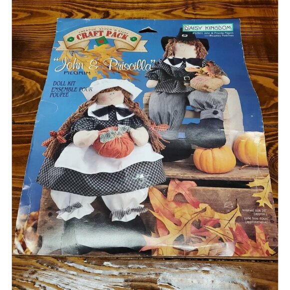 Daisy Kingdom John & Priscilla Pilgrim Doll Kit #32601 Craft Pack Thanksgiving - Picture 1 of 5